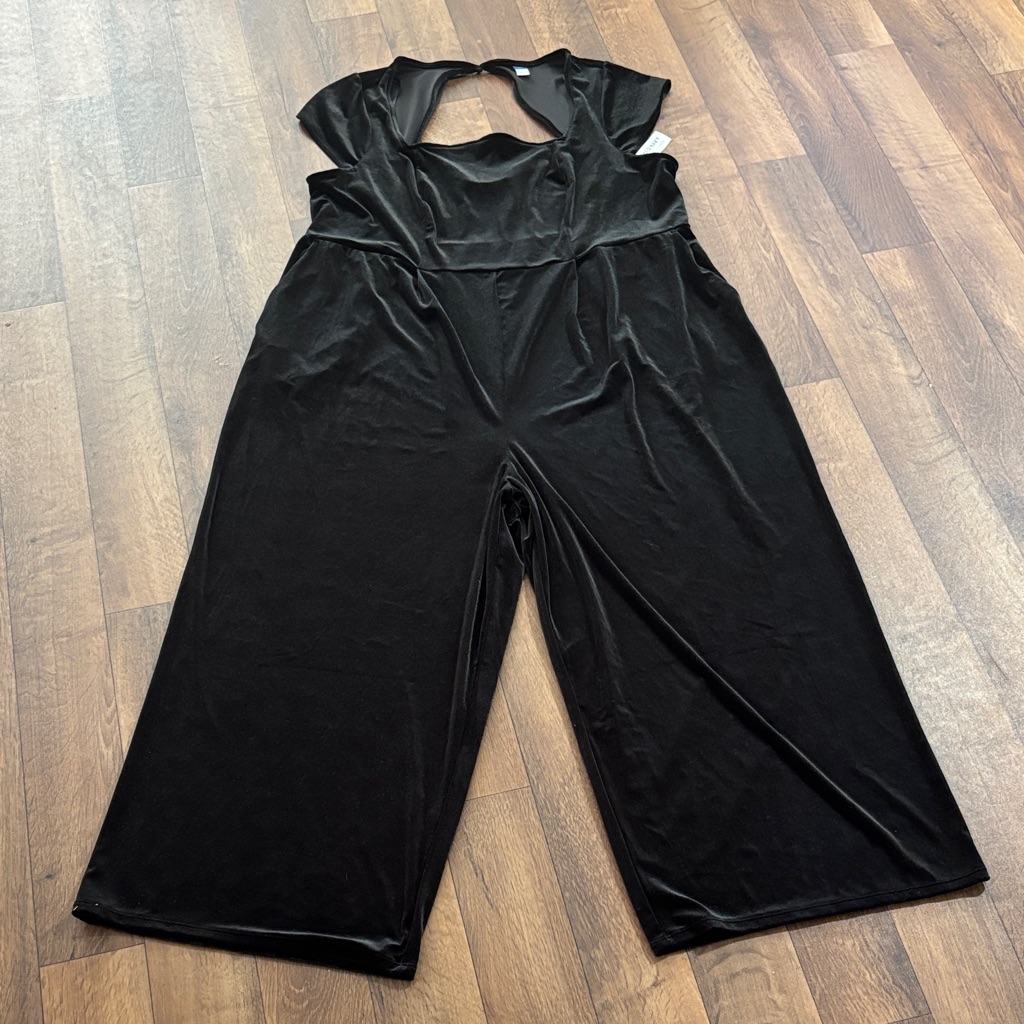 Old Navy Velour Velvet Jumpsuit New 3x Black Date Night Goth Grunge Boho Chic